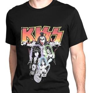 Kiss Gene Simmons Classic Rock Throwback T-shirt Band tee Black Mens M
